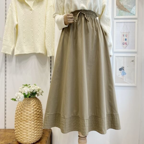 Ihlamur Yeşili Beli Lastikli Zeran Etek