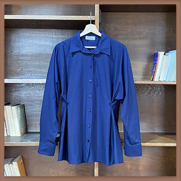Lacivert düğme detaylı poplin tunik