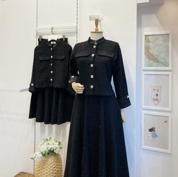 Siyah Manşet Kol Detaylı Tüvit Takım