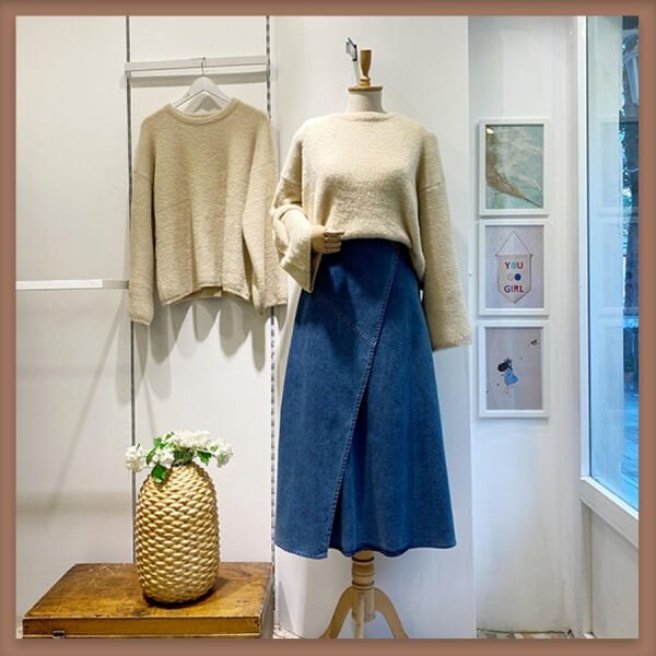 Düğmeli mavi anvelop kot etek