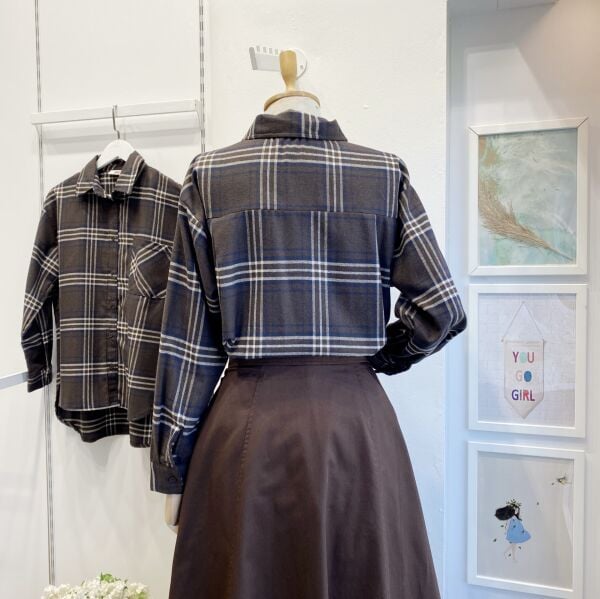 Lacivert Ekoseli Yün Gömlek