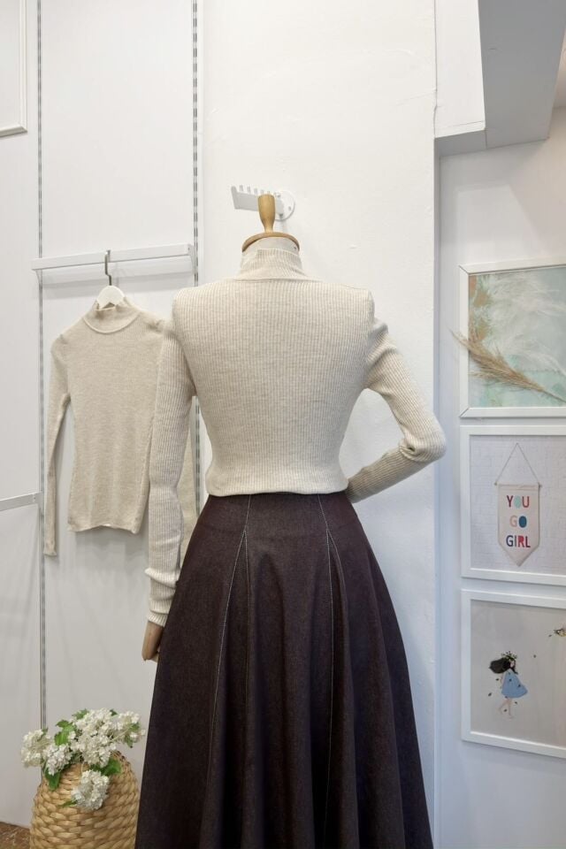 Yarım Balıkçı Yaka Taş Rengi Triko İçlik