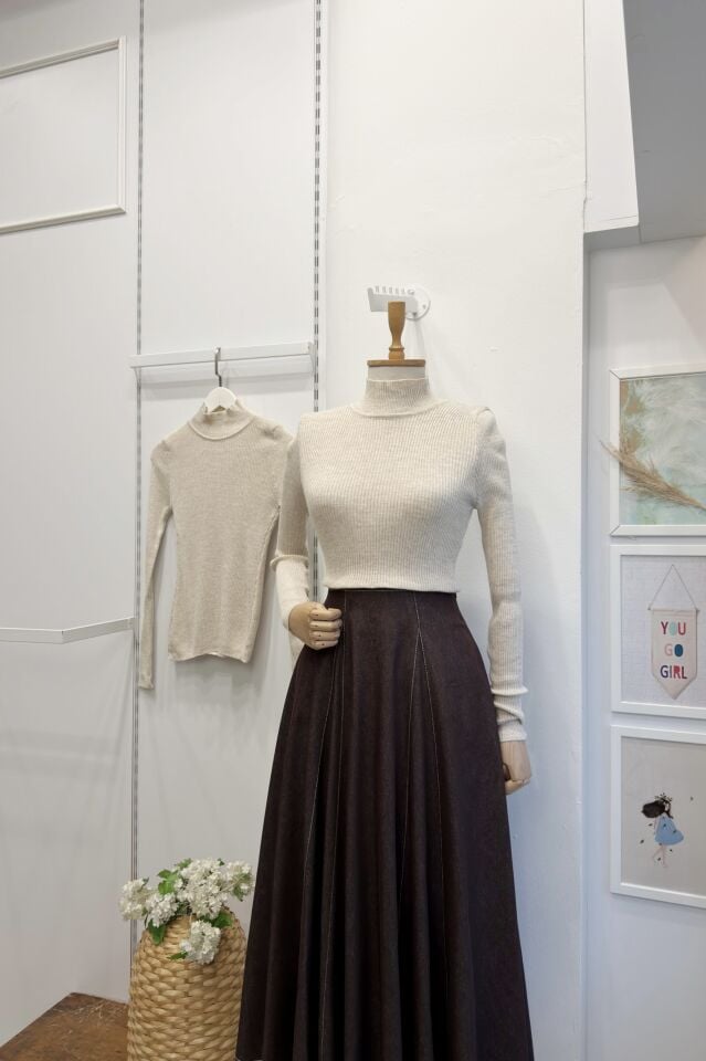 Yarım Balıkçı Yaka Taş Rengi Triko İçlik