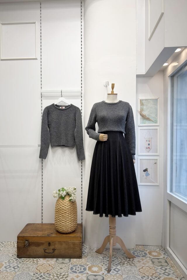 Siyah Likralı Kot Kumaş Langley Etek