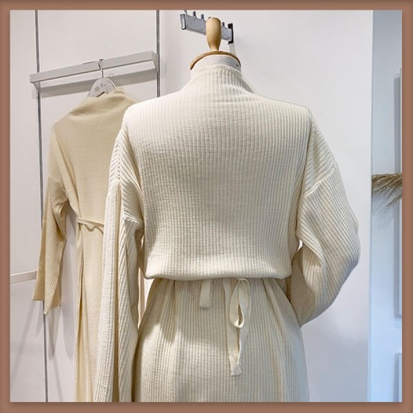 Ecru basic knit dress