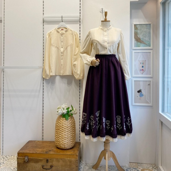 Ucu Nakışlı Mürdüm Paper Touch Etek