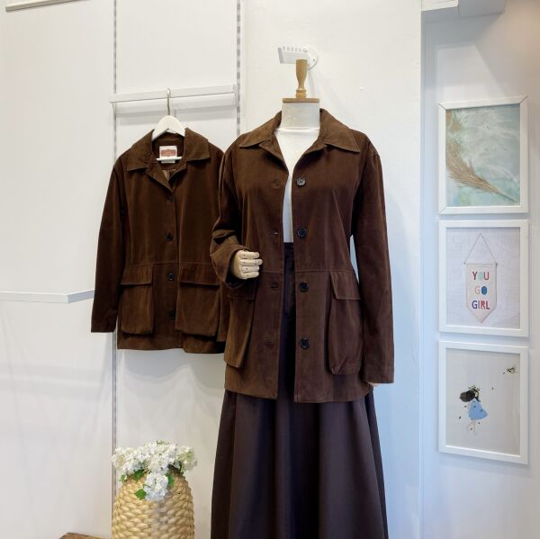 Kahverengi Cep Detaylı Marsian Süet Ceket