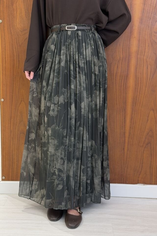 Yeşil Desenli Talipe Tül Etek