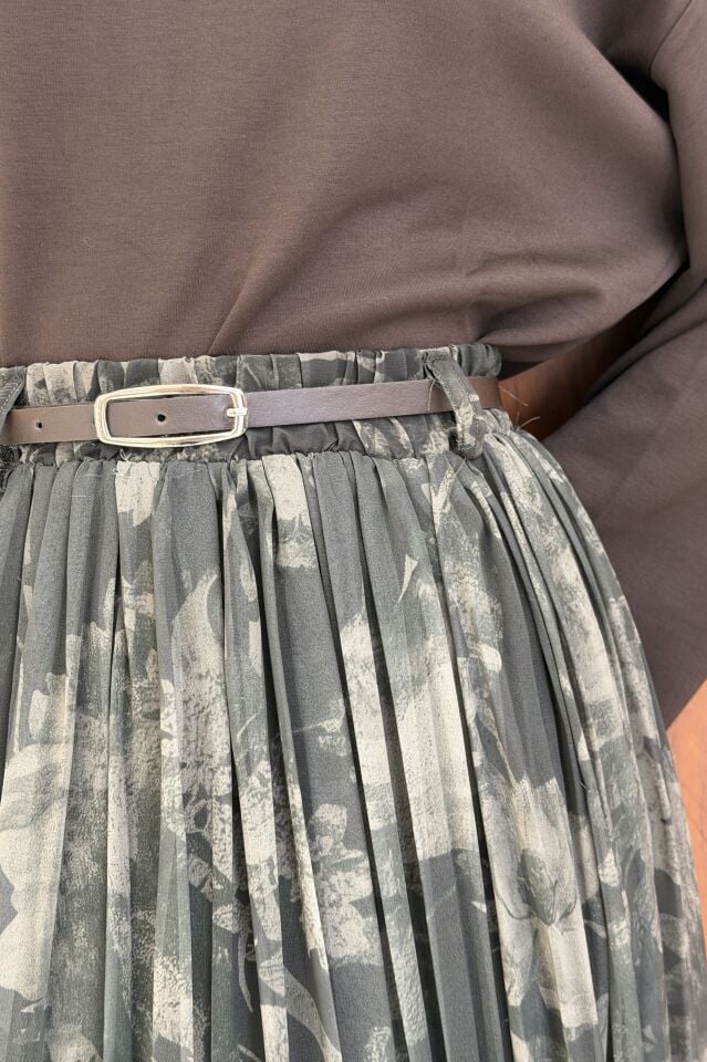 Yeşil Desenli Talipe Tül Etek