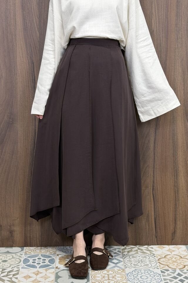 Kahverengi Parçalı Vesperia Etek