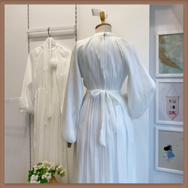 Beyaz Nova Şifon Abiye