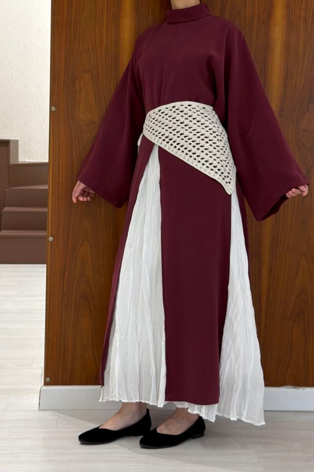 Bordo Parçalı Aroha Tunik