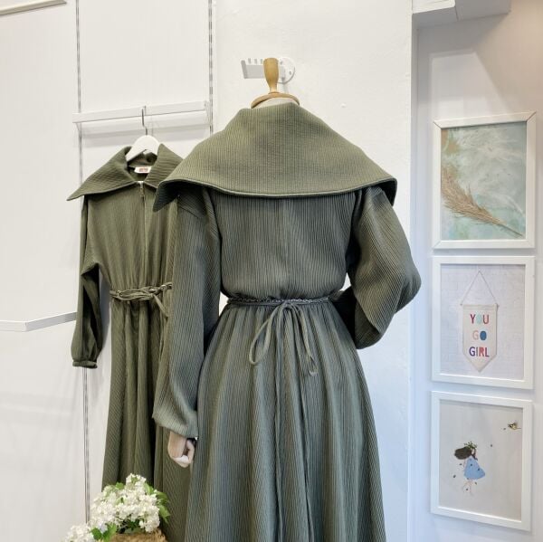 Yeşil Fermuarlı Opulent Elbise