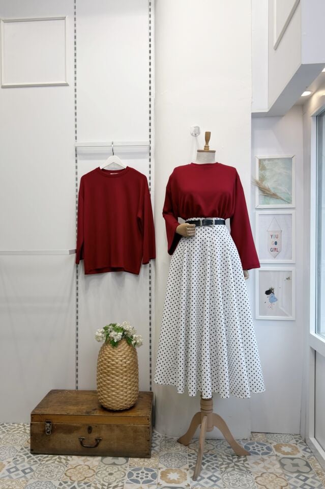 Kırmızı Osyho Kumaş Bluz