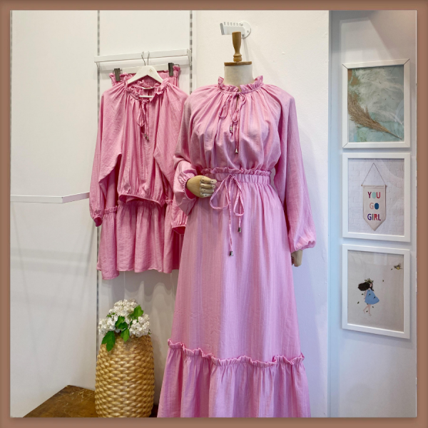 Pembe Vual Keten Prune Takım