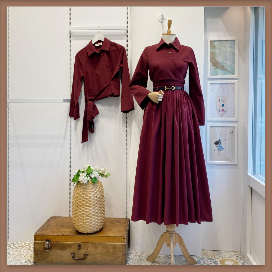 Kırmızı Kemerli Sık Pileli Etek