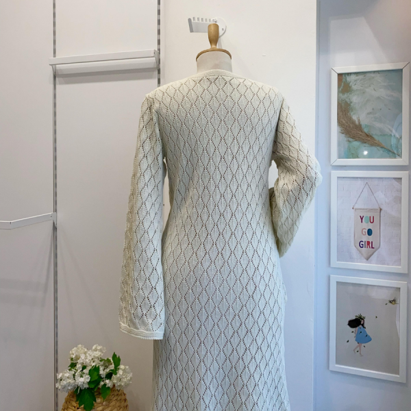 Bej Sepia Örme Triko Elbise