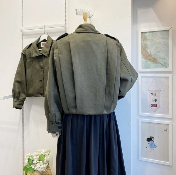 Haki Yeşili Süet Bomber Ceket