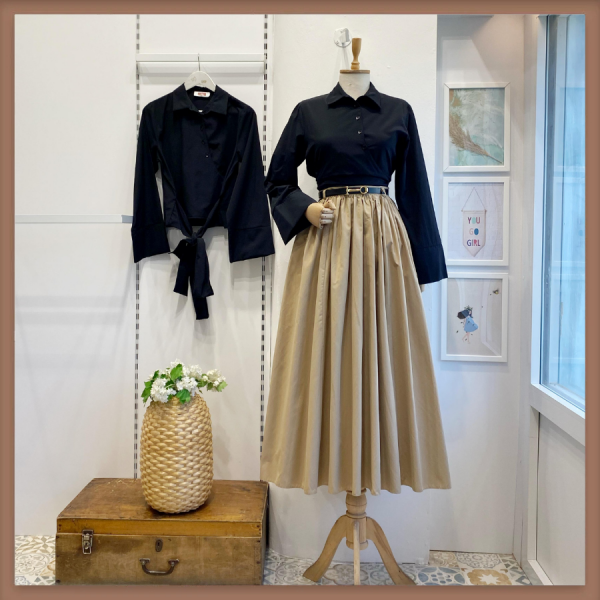 Camel Kemerli Sık Pileli Etek