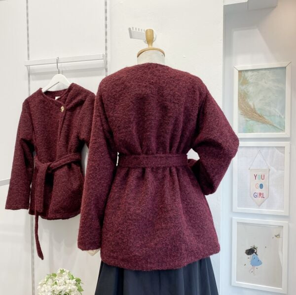 Bordo Toka Detaylı Peluş Kaban