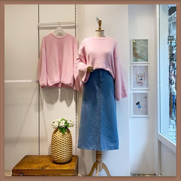 Açık renk kot kumaş kalem etek