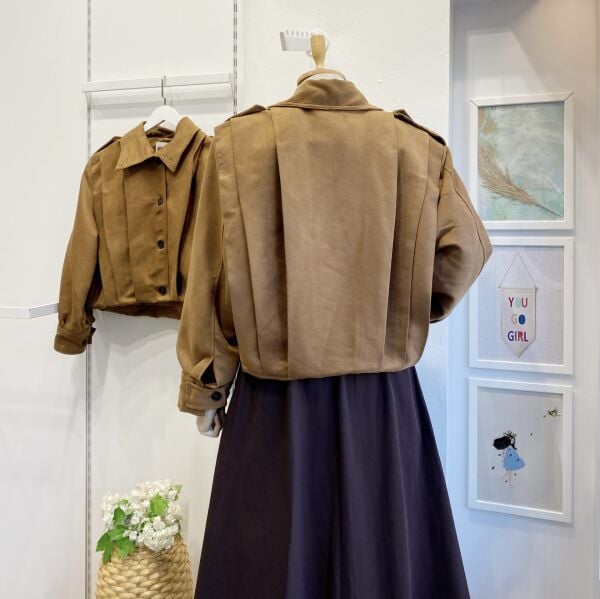 Camel Süet Bomber Ceket