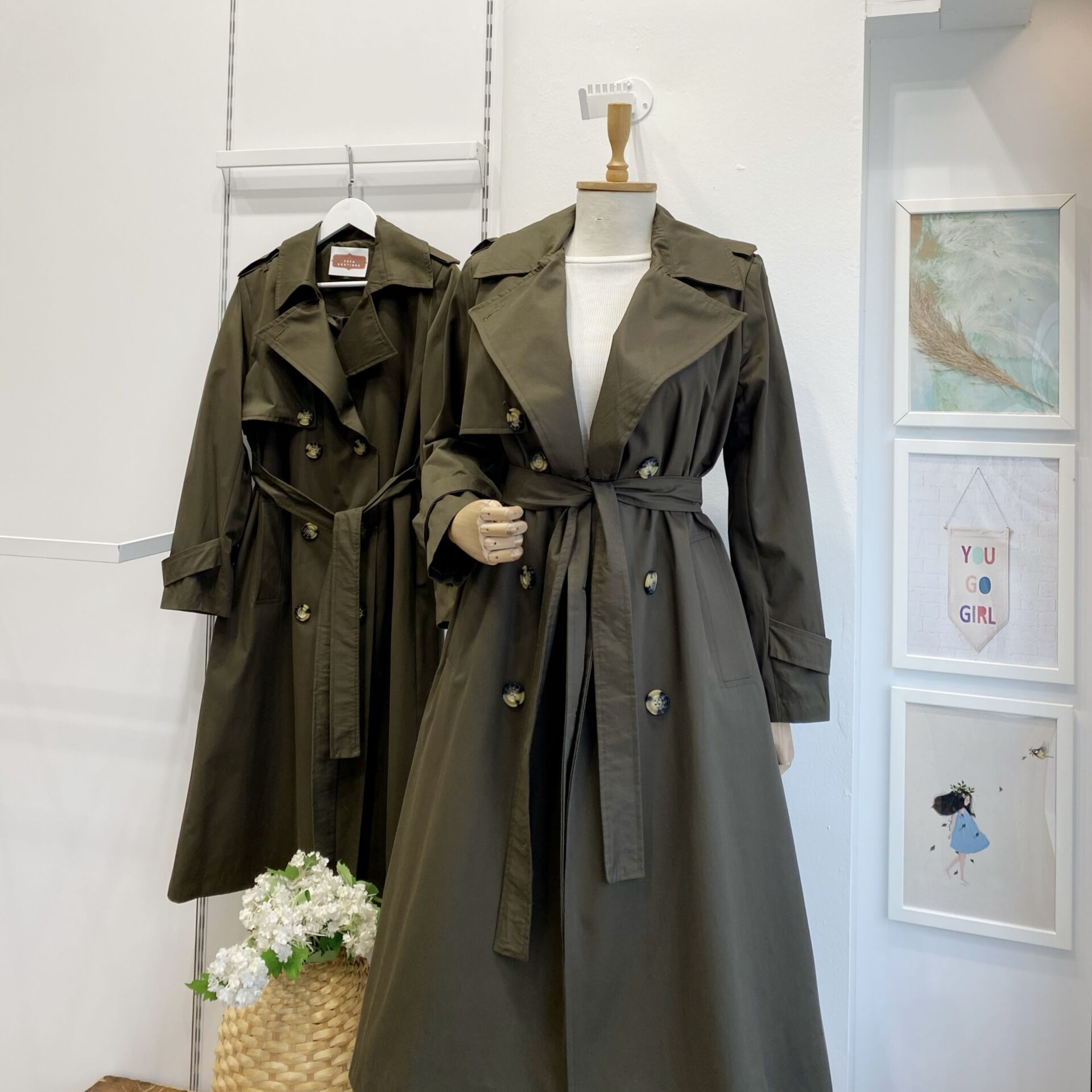 Haki Yeşili Noir Rüzgarlıklı Trençkot