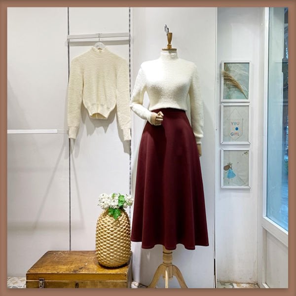 Bordo scuba kumaş etek