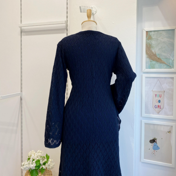 Lacivert Sepia Örme Triko Elbise