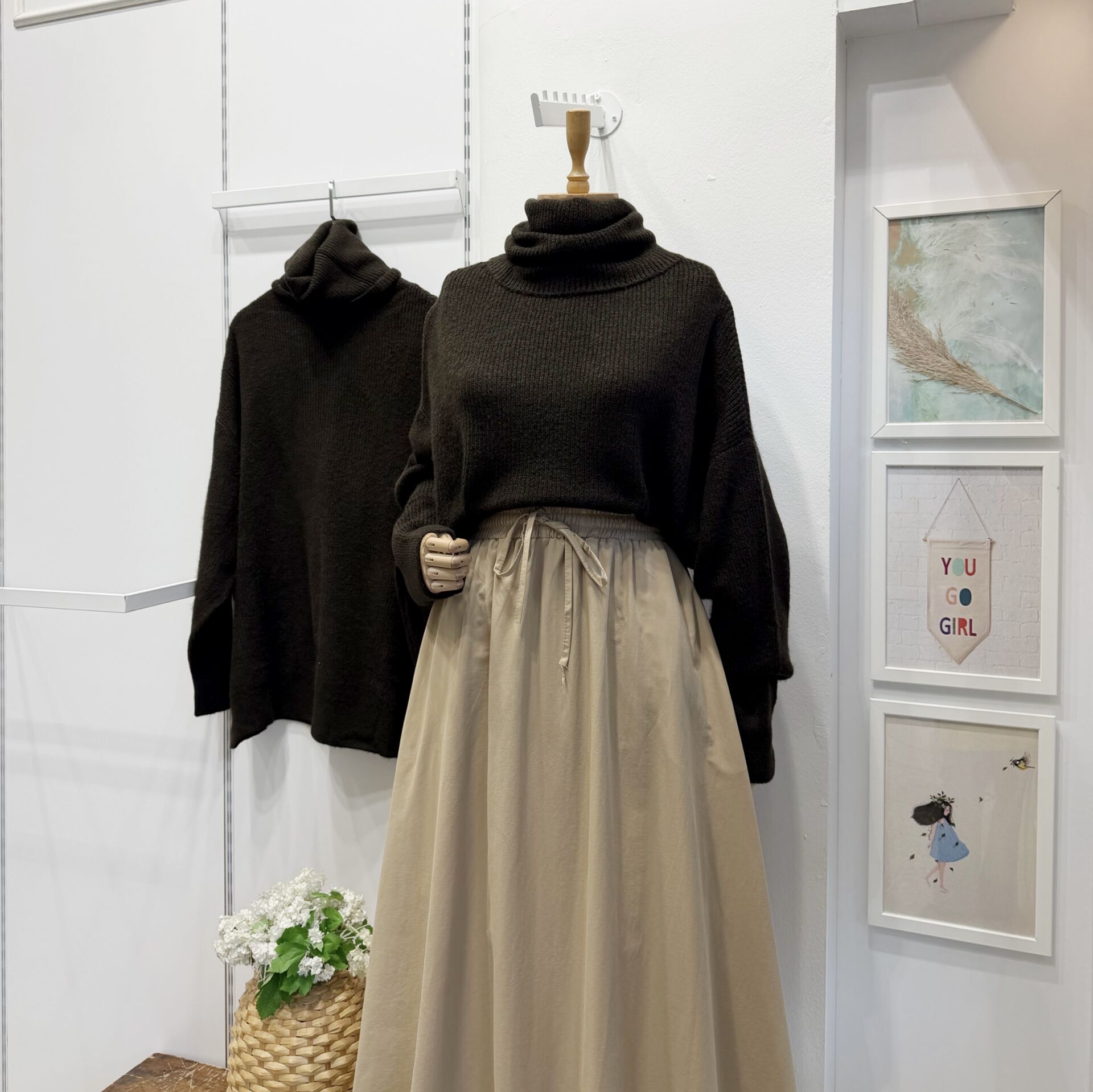 Oversize Acı Kahve Balıkçı Yaka Kazak