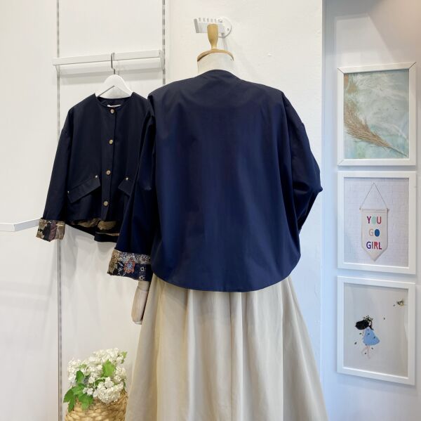 Astarı Desenli Lacivert Ceket