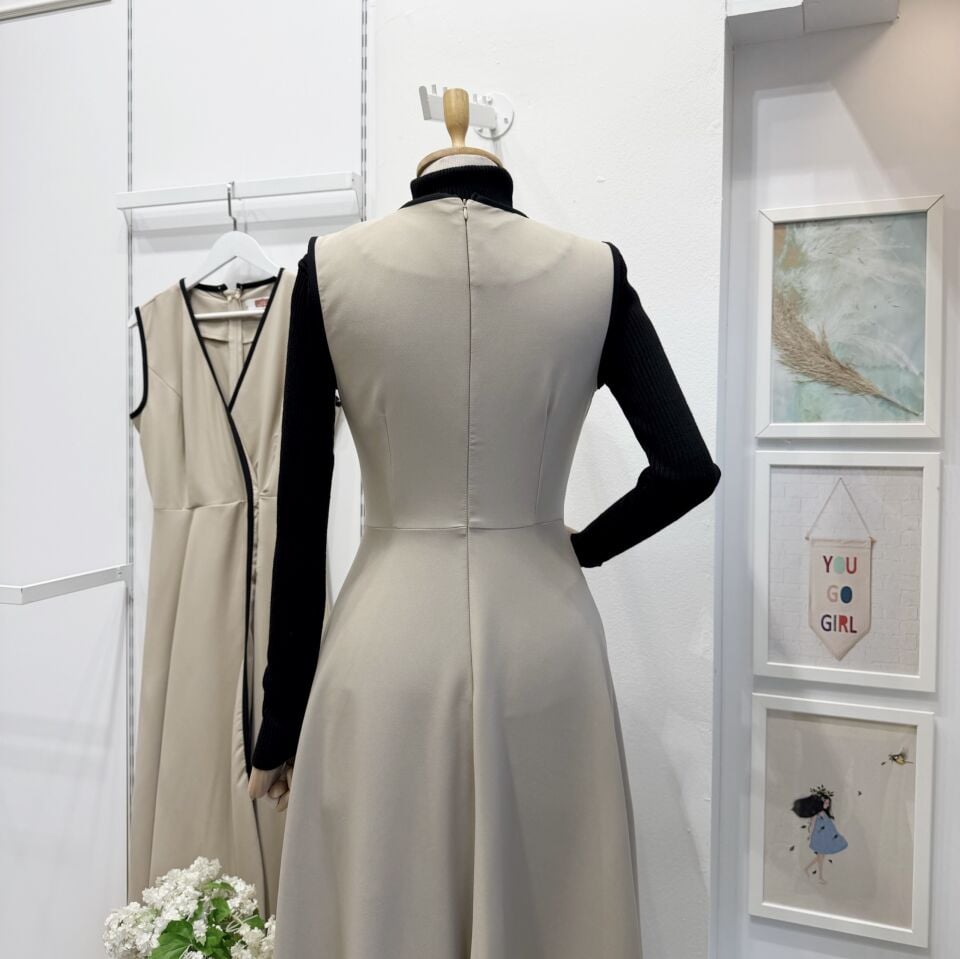 Siyah Biyeli Krem Crep Jile