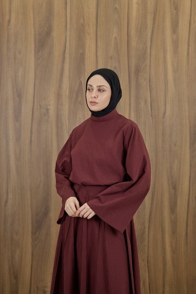 Bordo Poplin Alune Takım