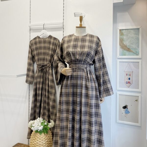 Vizon Ekose Desenli Alize Elbise