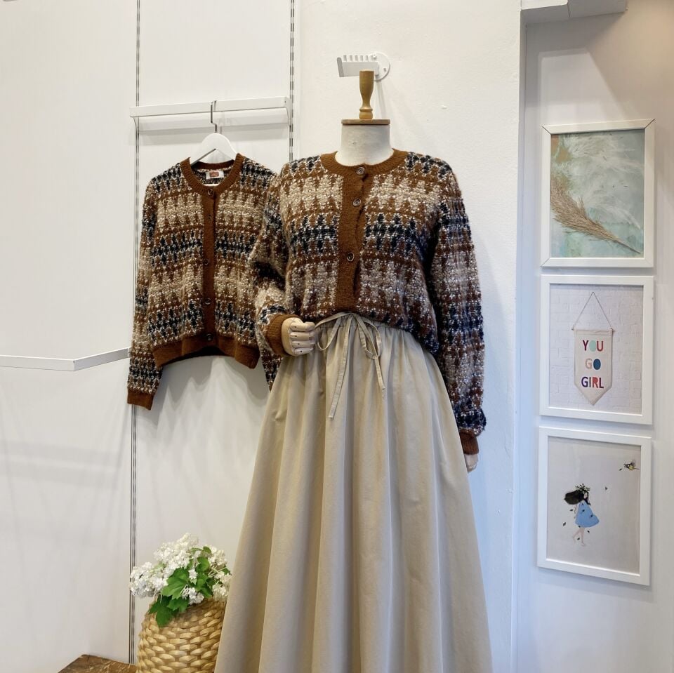 Kahverengi Bohem Desen Hırka