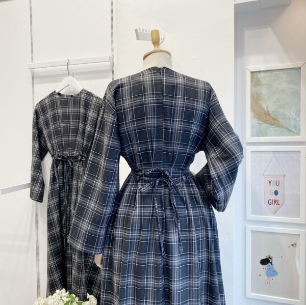 Antrasit Ekose Desenli Alize Elbise