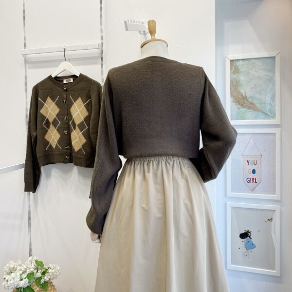 Baklava Desenli Çikolata Kahve Hırka