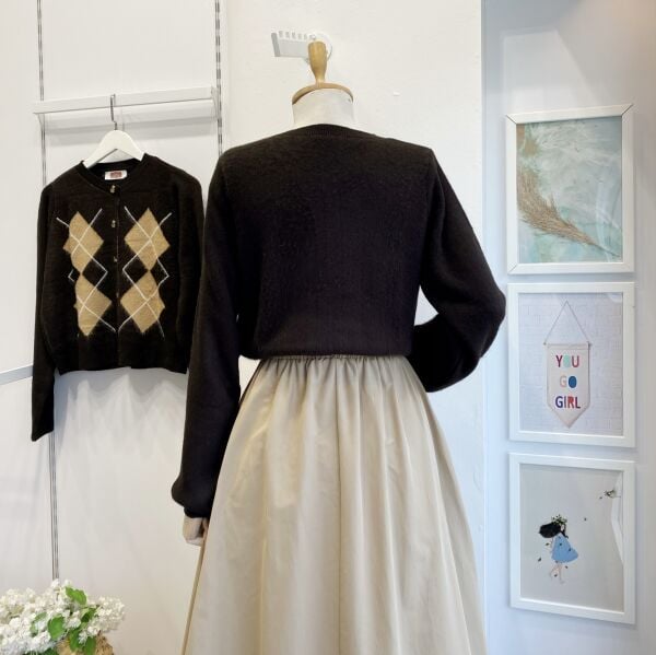 Baklava Desenli Acı Kahve Hırka