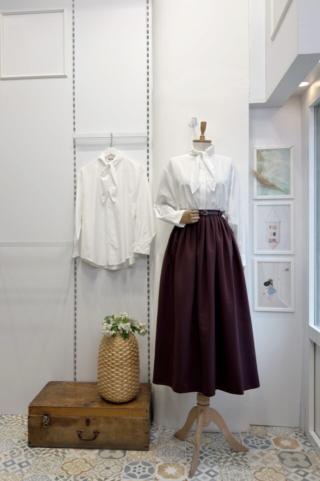 Bordo Kemerli Lumian Etek