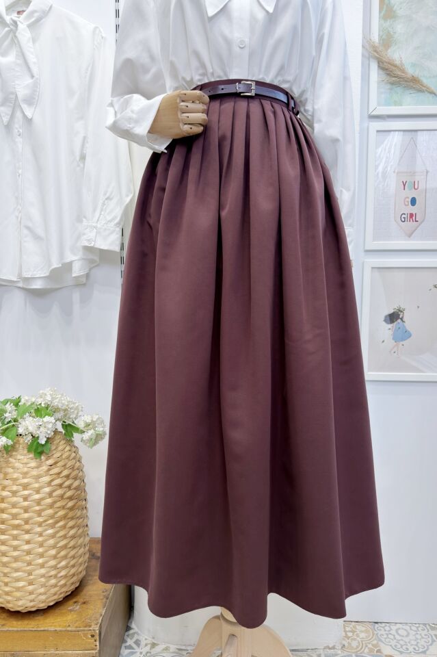 Bordo Kemerli Lumian Etek