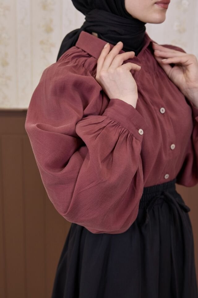 Bordo Tensel Elise Gömlek