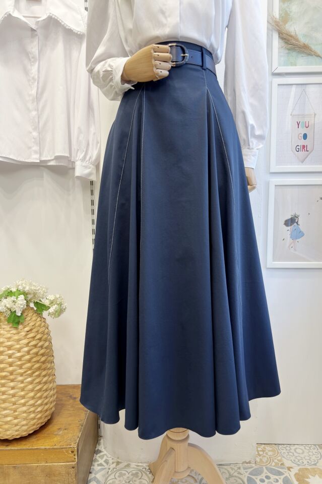 Lacivert Kemerli Verte Etek