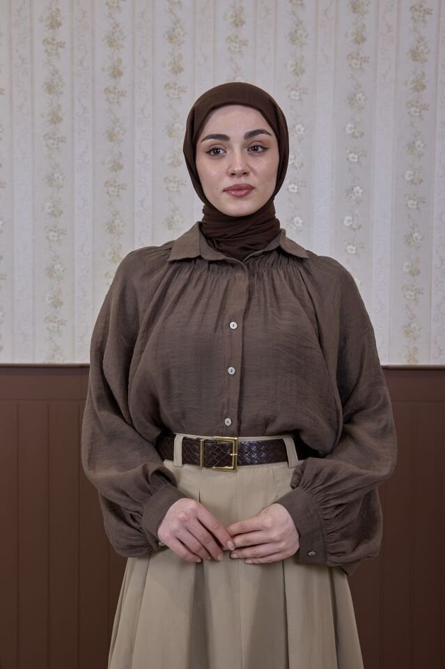 Kahverengi Tensel Elise Gömlek