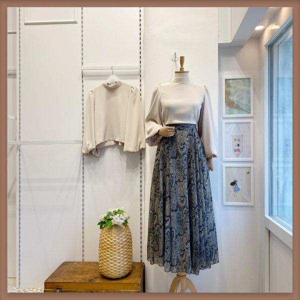 Şal Desenli Koyu Yeşil Şifon Etek