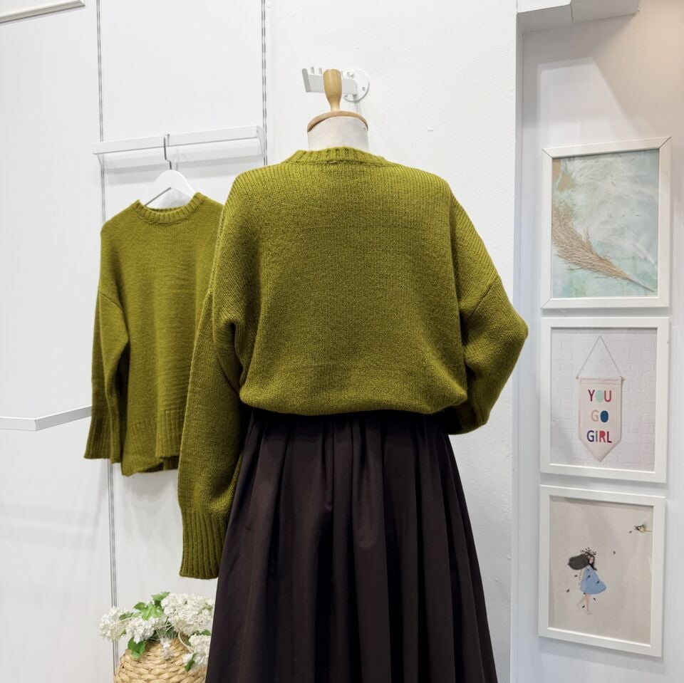 Zeytin Yeşili Oversize Kazak