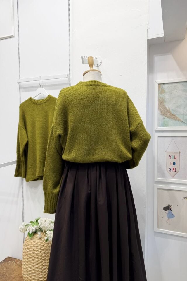 Zeytin Yeşili Oversize Kazak