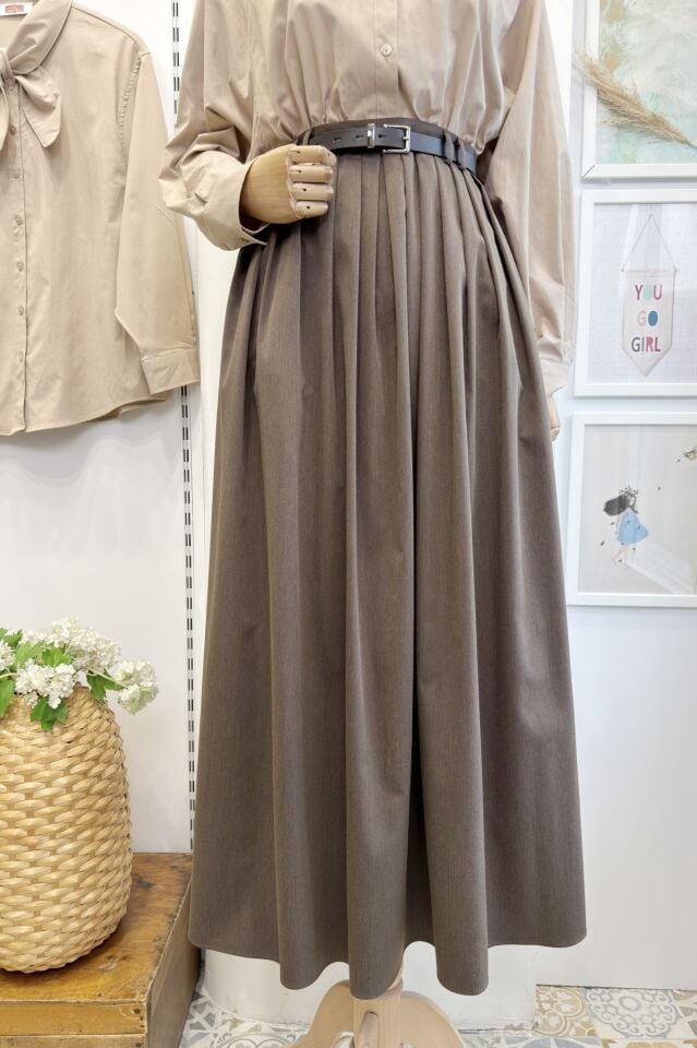 Kahverengi Kemerli Lumian Etek