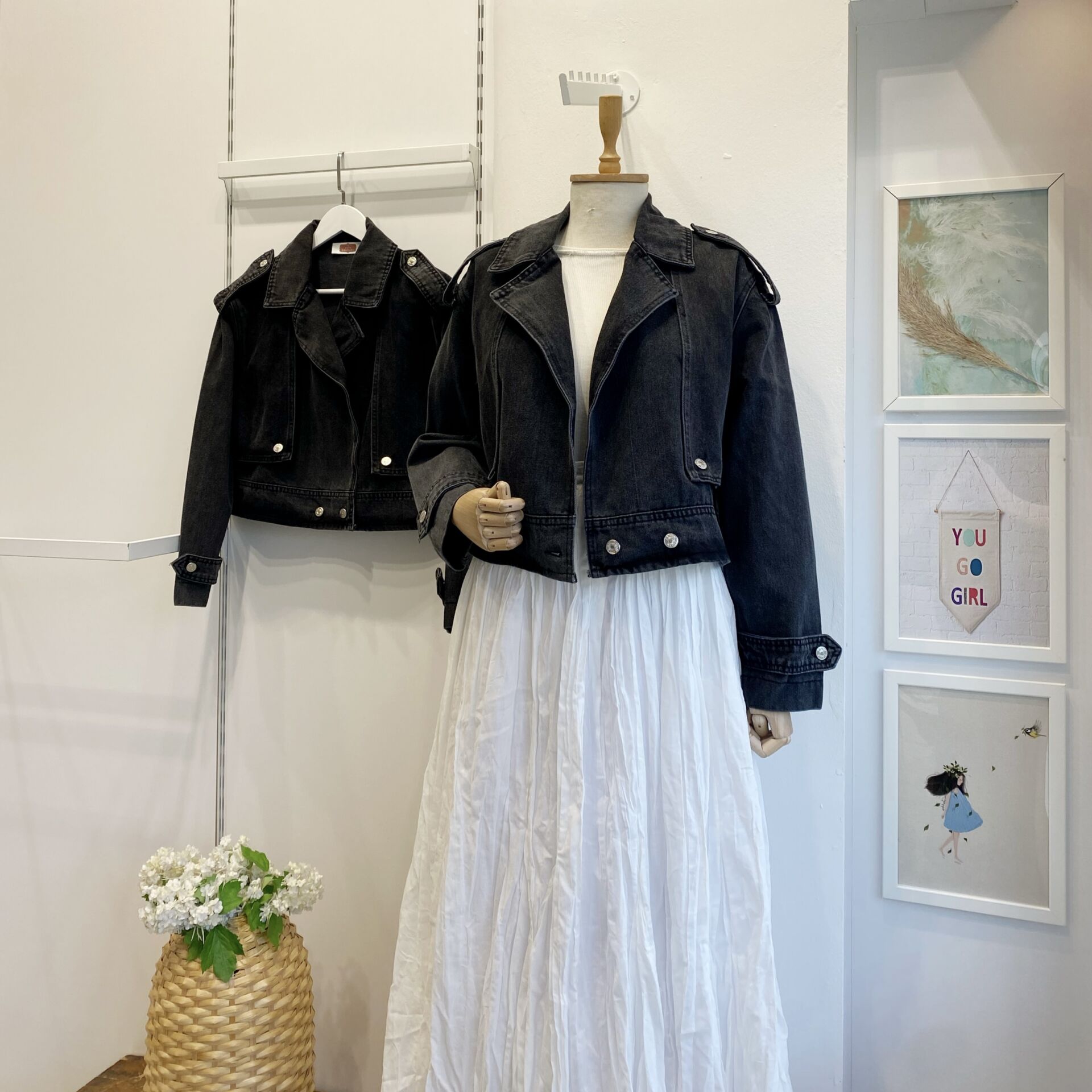 Antrasit Zımba Düğme Detaylı Kot Ceket