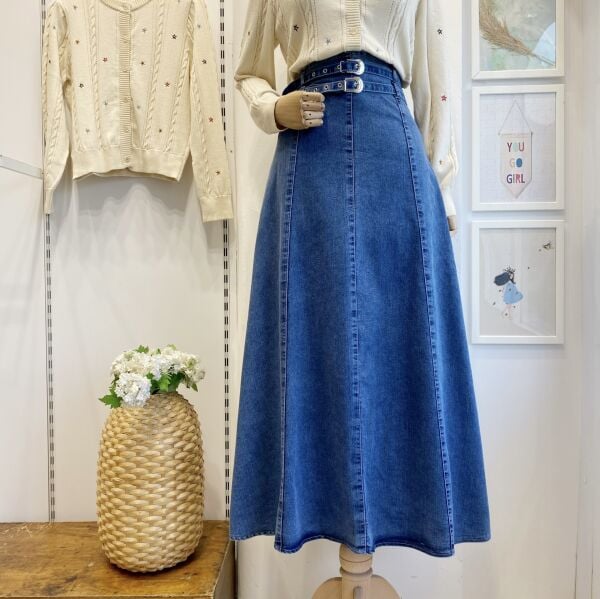 Kot Kumaş İki Kemerli Fiorite Etek