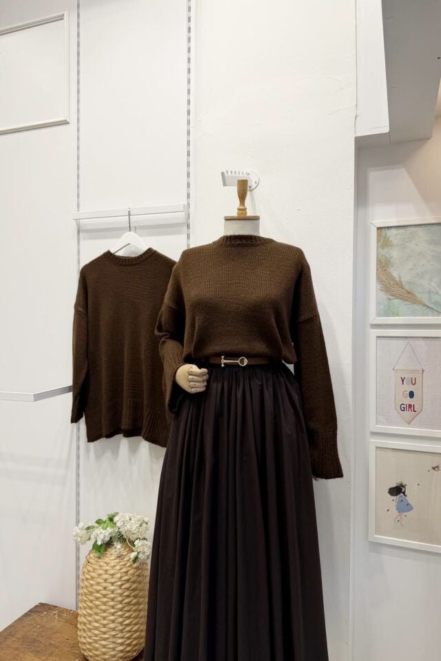 Acı Kahve Oversize Kazak